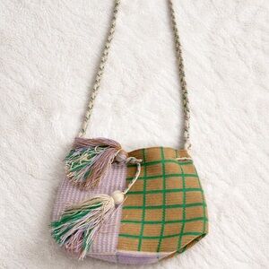 Guanabana Handmade Green Purple Stylish Adjustable Shoulder Strap Crossbody Bag